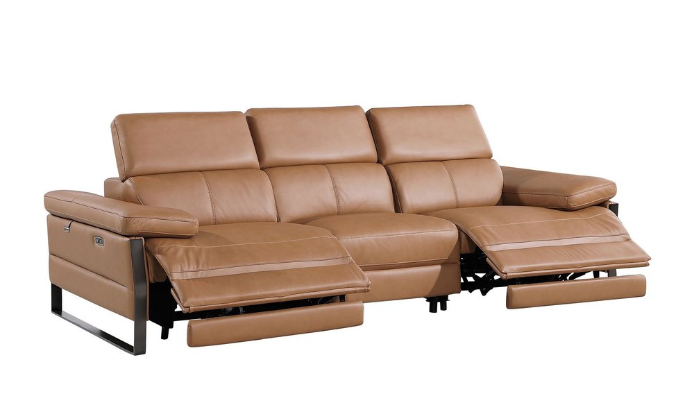 104" Dark Gray Italian Leather Reclining USB Sofa