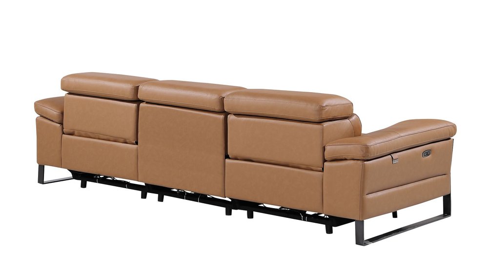 104" Dark Gray Italian Leather Reclining USB Sofa