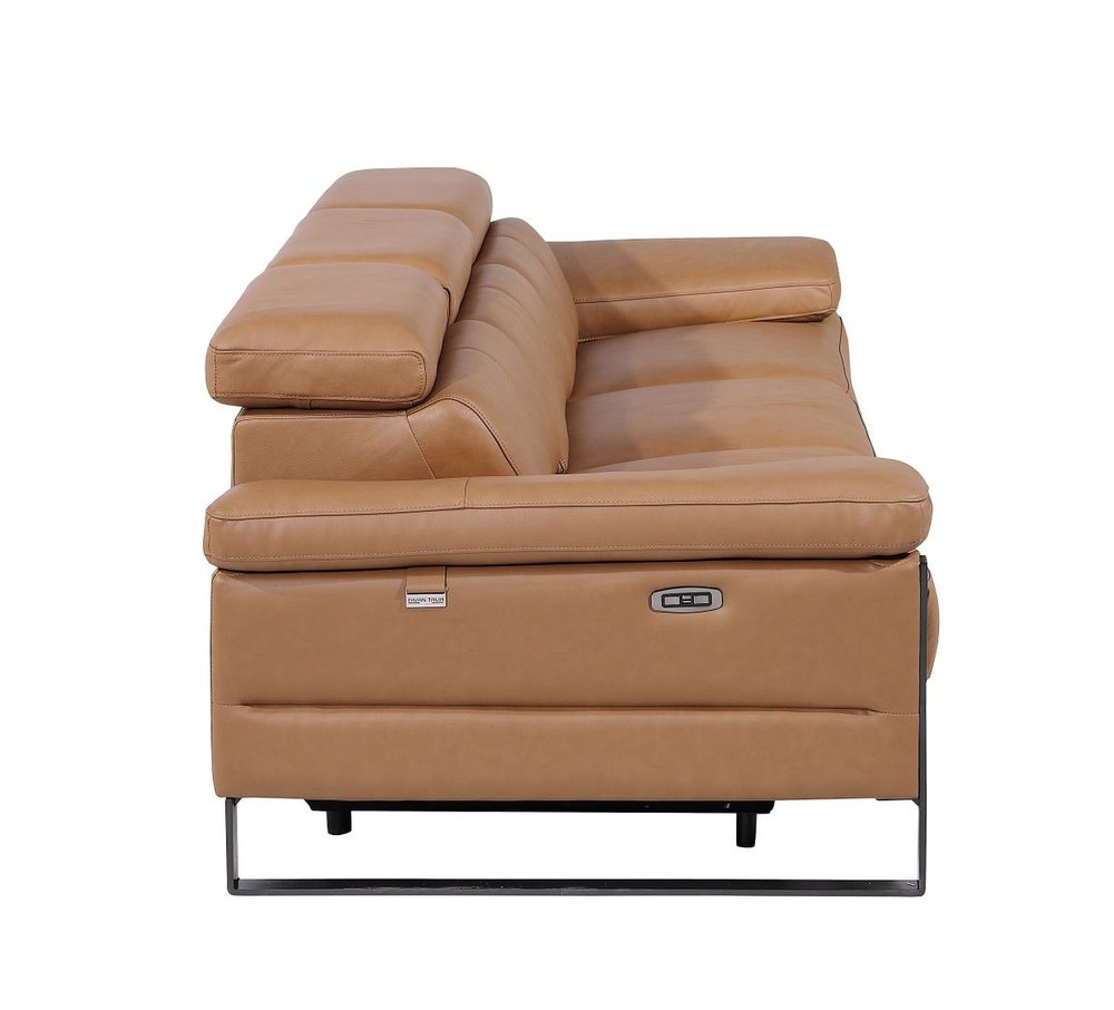 104" Dark Gray Italian Leather Reclining USB Sofa