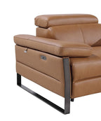 104" Dark Gray Italian Leather Reclining USB Sofa