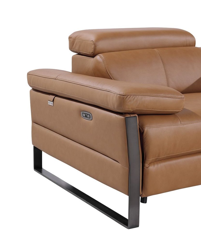 104" Dark Gray Italian Leather Reclining USB Sofa