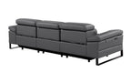 104" Dark Gray Italian Leather Reclining USB Sofa