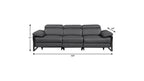 104" Dark Gray Italian Leather Reclining USB Sofa