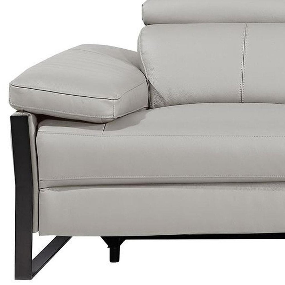 104" Dark Gray Italian Leather Reclining USB Sofa