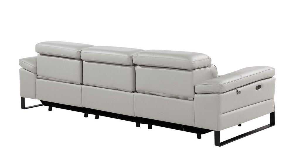 104" Dark Gray Italian Leather Reclining USB Sofa
