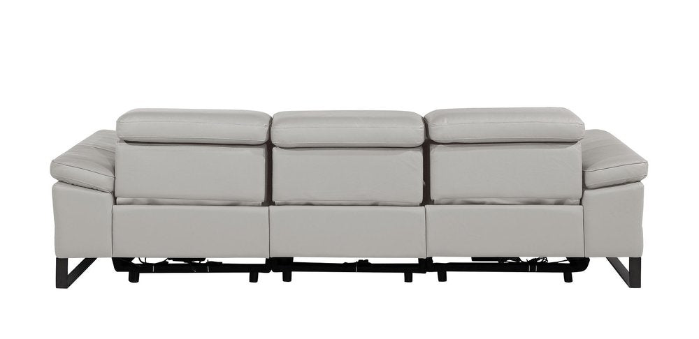 104" Dark Gray Italian Leather Reclining USB Sofa