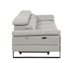 104" Dark Gray Italian Leather Reclining USB Sofa