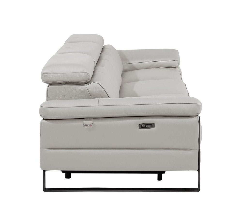 104" Dark Gray Italian Leather Reclining USB Sofa