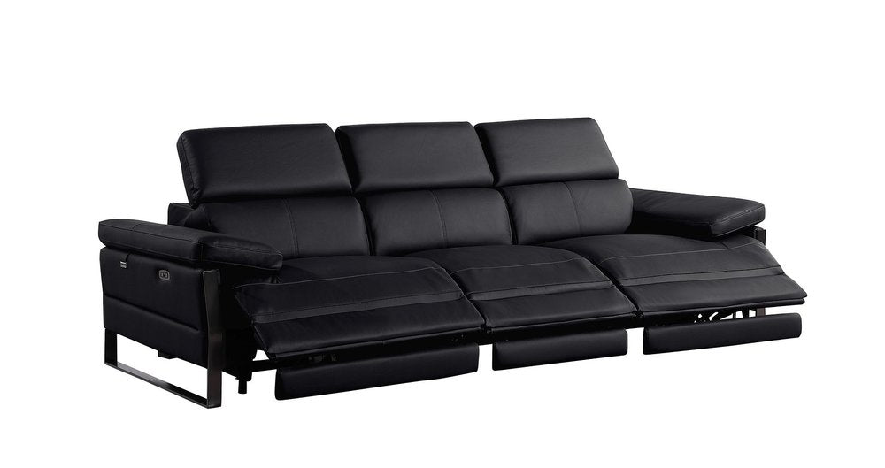 104" Dark Gray Italian Leather Reclining USB Sofa