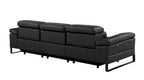 104" Dark Gray Italian Leather Reclining USB Sofa