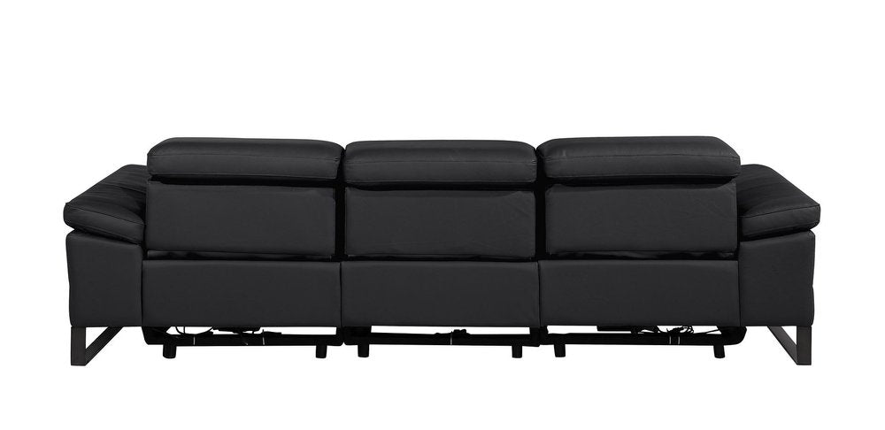 104" Dark Gray Italian Leather Reclining USB Sofa