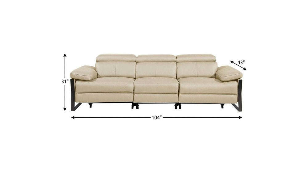 104" Dark Gray Italian Leather Reclining USB Sofa