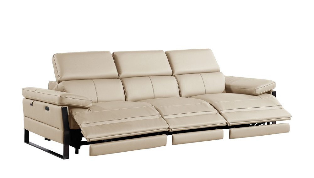 104" Dark Gray Italian Leather Reclining USB Sofa
