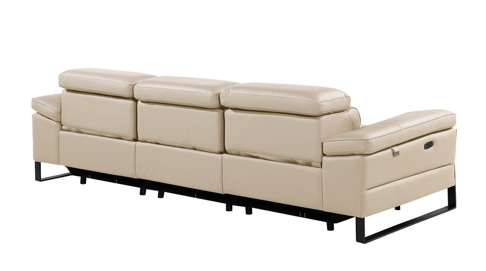 104" Dark Gray Italian Leather Reclining USB Sofa