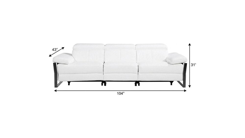104" Dark Gray Italian Leather Reclining USB Sofa