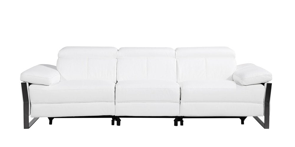 104" Dark Gray Italian Leather Reclining USB Sofa