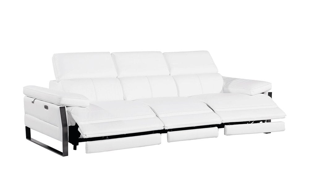 104" Dark Gray Italian Leather Reclining USB Sofa