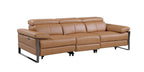 104" Dark Gray Italian Leather Reclining USB Sofa