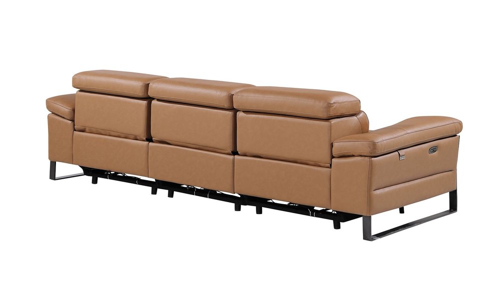 104" Dark Gray Italian Leather Reclining USB Sofa