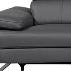 130" Dark Gray Italian Leather Reclining USB and Wireless Charger Sofa And Storage
