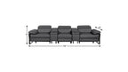 130" Dark Gray Italian Leather Reclining USB and Wireless Charger Sofa And Storage