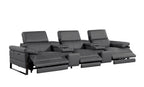 130" Dark Gray Italian Leather Reclining USB and Wireless Charger Sofa And Storage