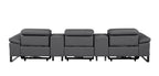 130" Dark Gray Italian Leather Reclining USB and Wireless Charger Sofa And Storage