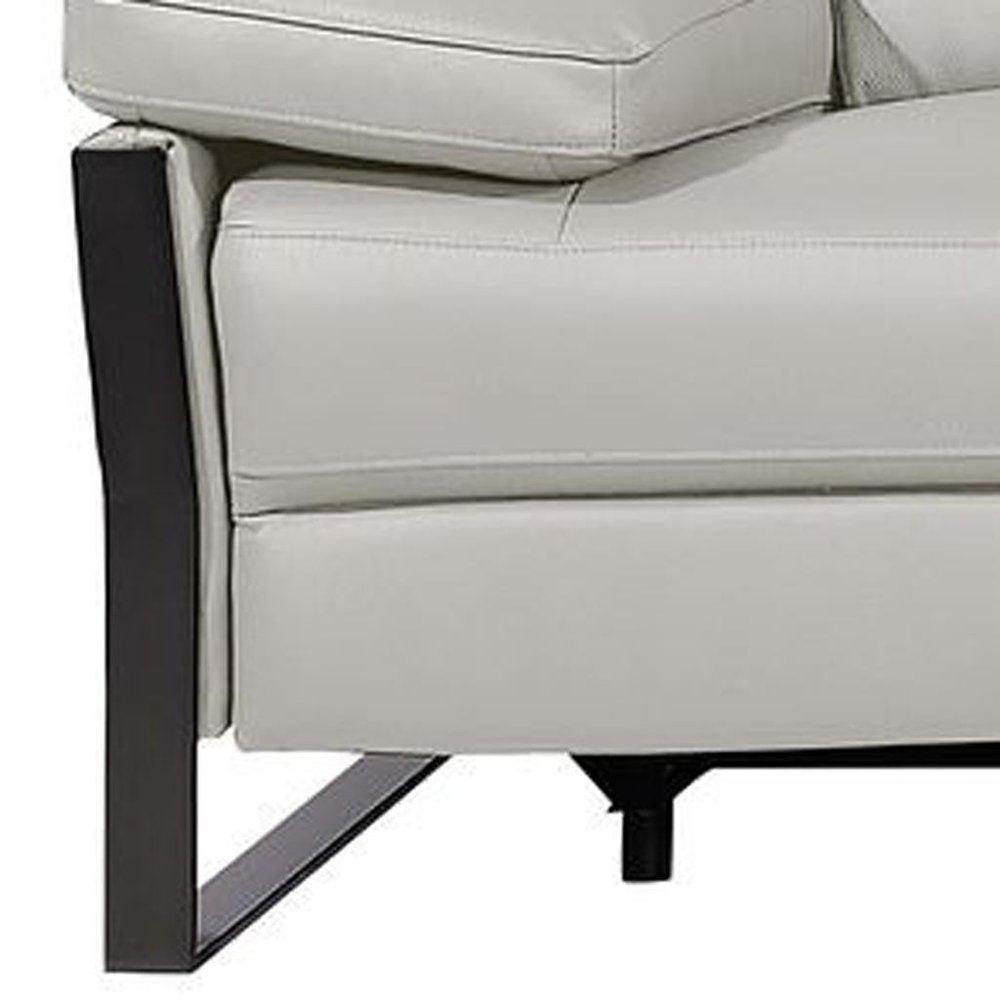 130" Dark Gray Italian Leather Reclining USB and Wireless Charger Sofa And Storage