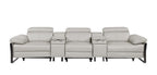 130" Dark Gray Italian Leather Reclining USB and Wireless Charger Sofa And Storage