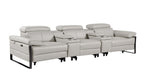 130" Dark Gray Italian Leather Reclining USB and Wireless Charger Sofa And Storage