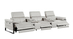 130" Dark Gray Italian Leather Reclining USB and Wireless Charger Sofa And Storage