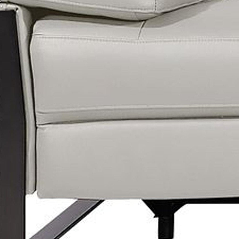 130" Dark Gray Italian Leather Reclining USB and Wireless Charger Sofa And Storage