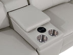 130" Dark Gray Italian Leather Reclining USB and Wireless Charger Sofa And Storage