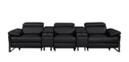 130" Dark Gray Italian Leather Reclining USB and Wireless Charger Sofa And Storage