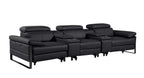 130" Dark Gray Italian Leather Reclining USB and Wireless Charger Sofa And Storage