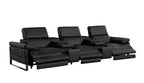 130" Dark Gray Italian Leather Reclining USB and Wireless Charger Sofa And Storage