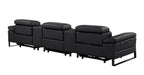 130" Dark Gray Italian Leather Reclining USB and Wireless Charger Sofa And Storage