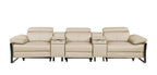130" Dark Gray Italian Leather Reclining USB and Wireless Charger Sofa And Storage