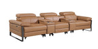 130" Dark Gray Italian Leather Reclining USB and Wireless Charger Sofa And Storage