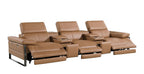 130" Dark Gray Italian Leather Reclining USB and Wireless Charger Sofa And Storage