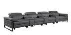 170" Dark Gray Italian Leather Reclining USB and Wireless Charger Sofa And Storage