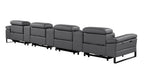 170" Dark Gray Italian Leather Reclining USB and Wireless Charger Sofa And Storage