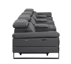 170" Dark Gray Italian Leather Reclining USB and Wireless Charger Sofa And Storage