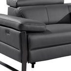 170" Dark Gray Italian Leather Reclining USB and Wireless Charger Sofa And Storage