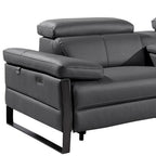 170" Dark Gray Italian Leather Reclining USB and Wireless Charger Sofa And Storage