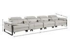 170" Dark Gray Italian Leather Reclining USB and Wireless Charger Sofa And Storage