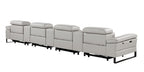 170" Dark Gray Italian Leather Reclining USB and Wireless Charger Sofa And Storage
