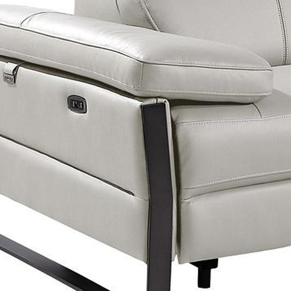 170" Dark Gray Italian Leather Reclining USB and Wireless Charger Sofa And Storage