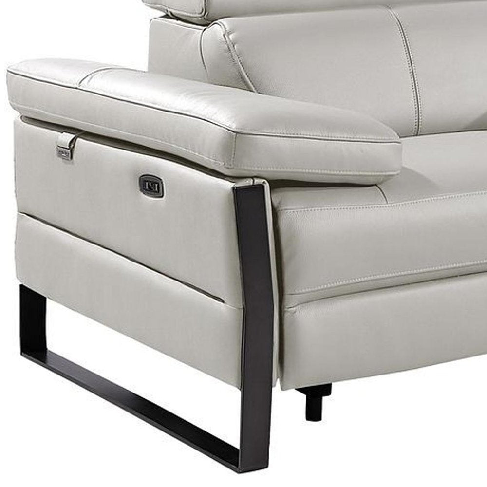 170" Dark Gray Italian Leather Reclining USB and Wireless Charger Sofa And Storage