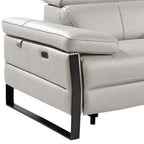 170" Dark Gray Italian Leather Reclining USB and Wireless Charger Sofa And Storage